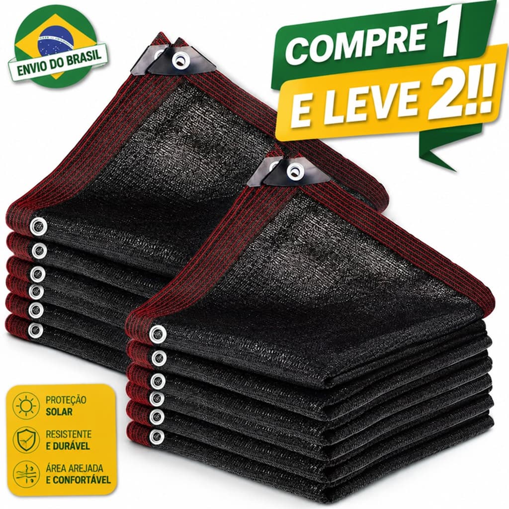 〔Compre 1 e Leve 2〕Malha de Sombra Tela Sombrite Preta | Pergolado Horta Varanda Garagem Proteção UV