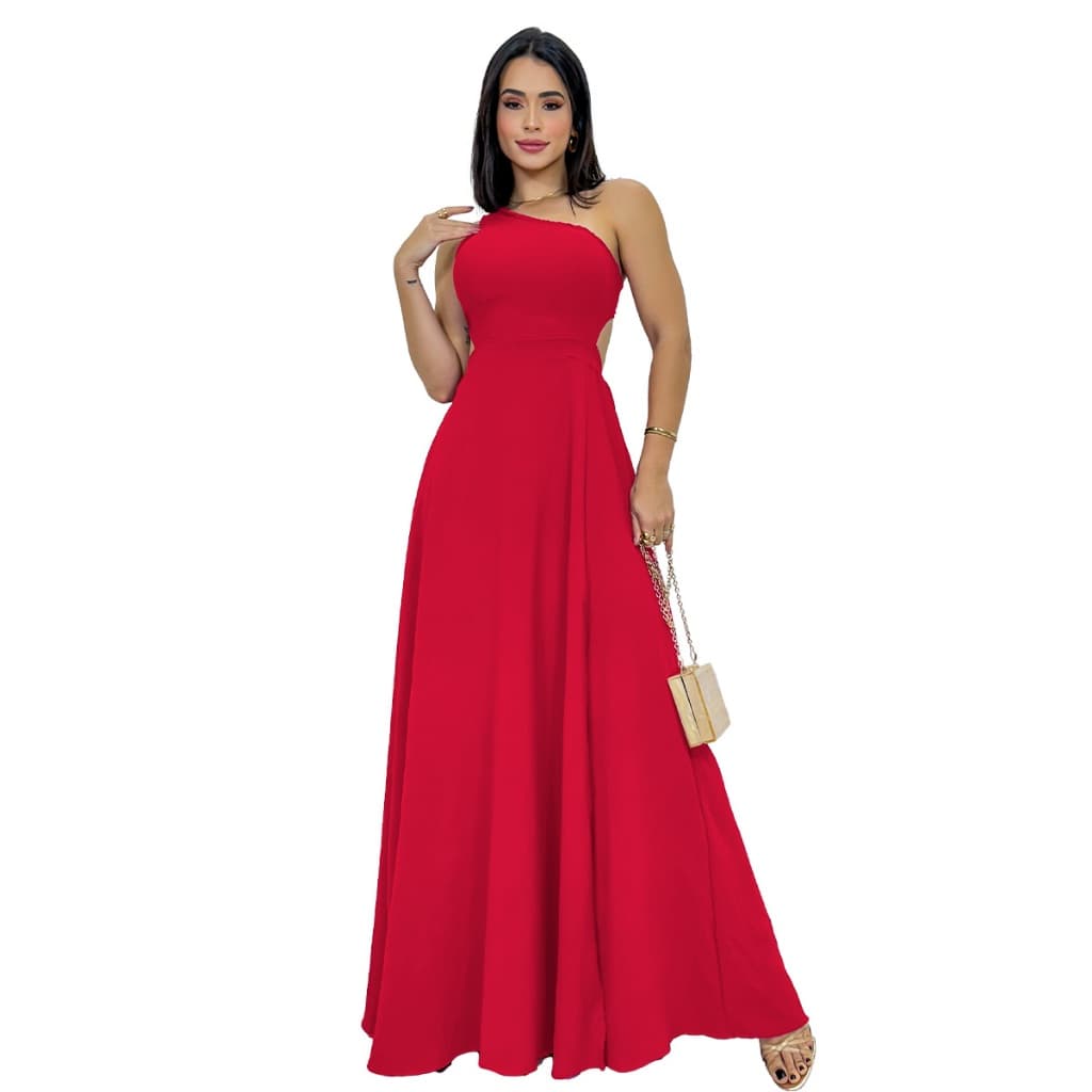Vestido Feminino Longo Festa Mula Manca Regata Princesa Nó