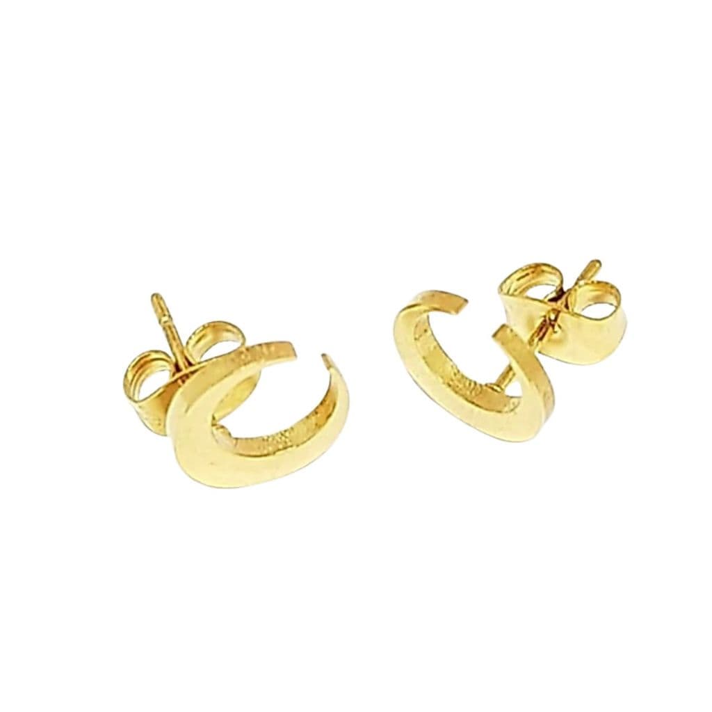 Brinco de Titânio Anti Alérgico Dourado Lua