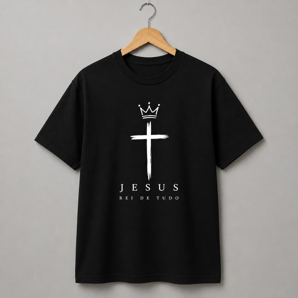 Camiseta Masculina Jesus Rei de Tudo Cristão - Camiseta Algodão Premium