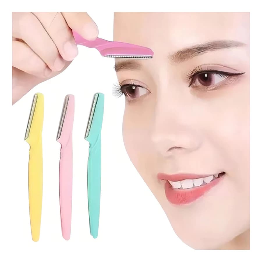 Kit 3 Navalhas para Sobrancelha Removedor de Pelos Facial Design Sobrancelhas - Cores Variadas