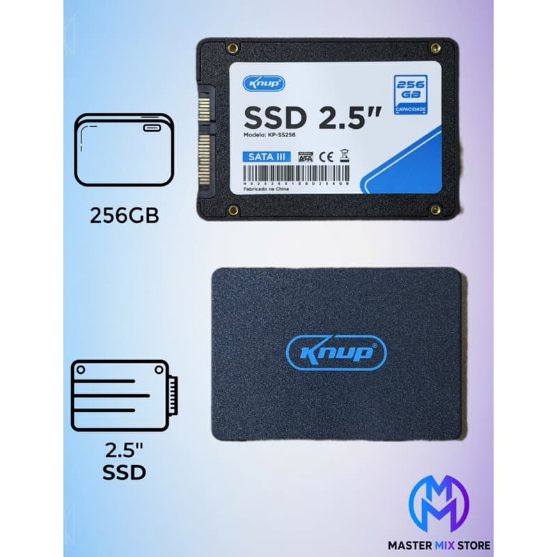 SSD 256Gb Sata III Knup para PC e Notebook - Interno e externo - KP-SS256