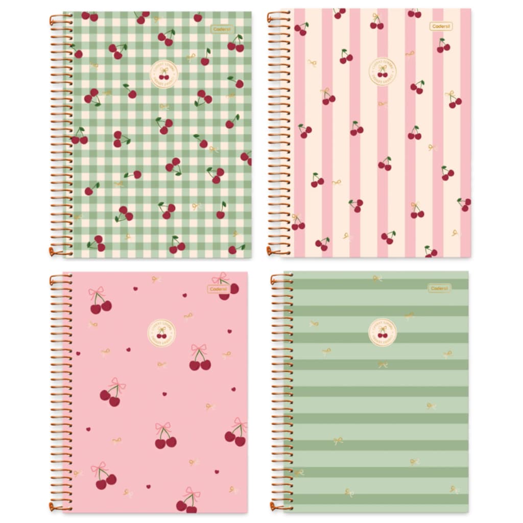 Caderno Universitário 10 matérias Cherry Lovers Capa Dura