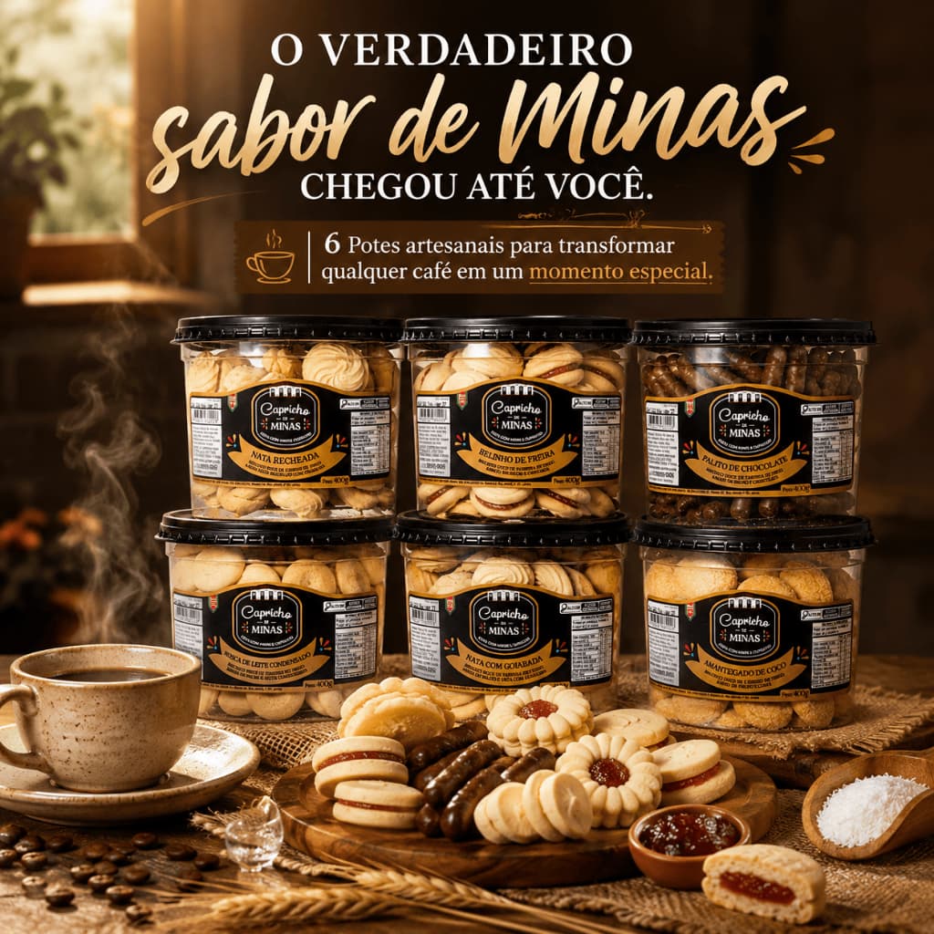 6 / 12 Potes de Biscoito amanteigado Vó Zulmira Delícia Mineira 400gr - O LEGÍTIMO