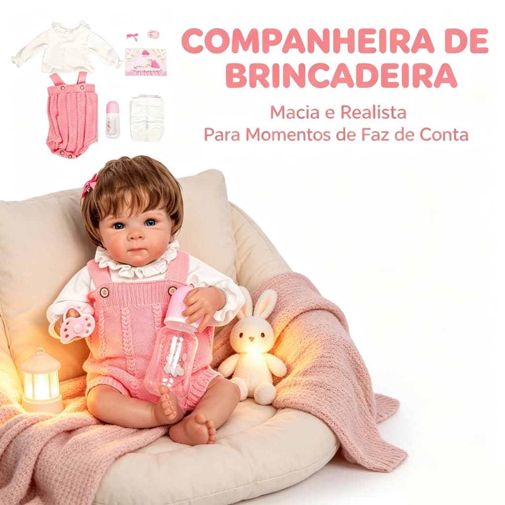 55cm Boneca Bebe Reborn Silicone Menina Olhos Azuis Pode Dar Banh Bebê Realista Rosa Princesa Banho Com AcessóRios