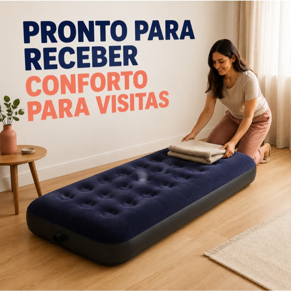 Colchão de ar inflável solteiro fácil montagem colchão portátil leve para casa emergência acolhimento de visitantes