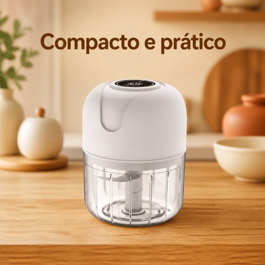 Triturador De Alho E Legumes Elétrico Sem Fio Mini Processador Cozinha Prática 250ml Bivolt