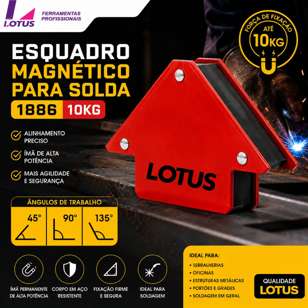 ESQUADRO MAGNÉTICO PARA SOLDA | 10KG | USO PRFISSIONAL E DOMÉSTICO | 1886