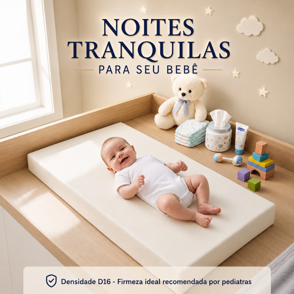 Colchão Trocador Para Berço Chiqueirinho D16 70x40 Moises Almofada Universal Cor Branco - Envio Imediato