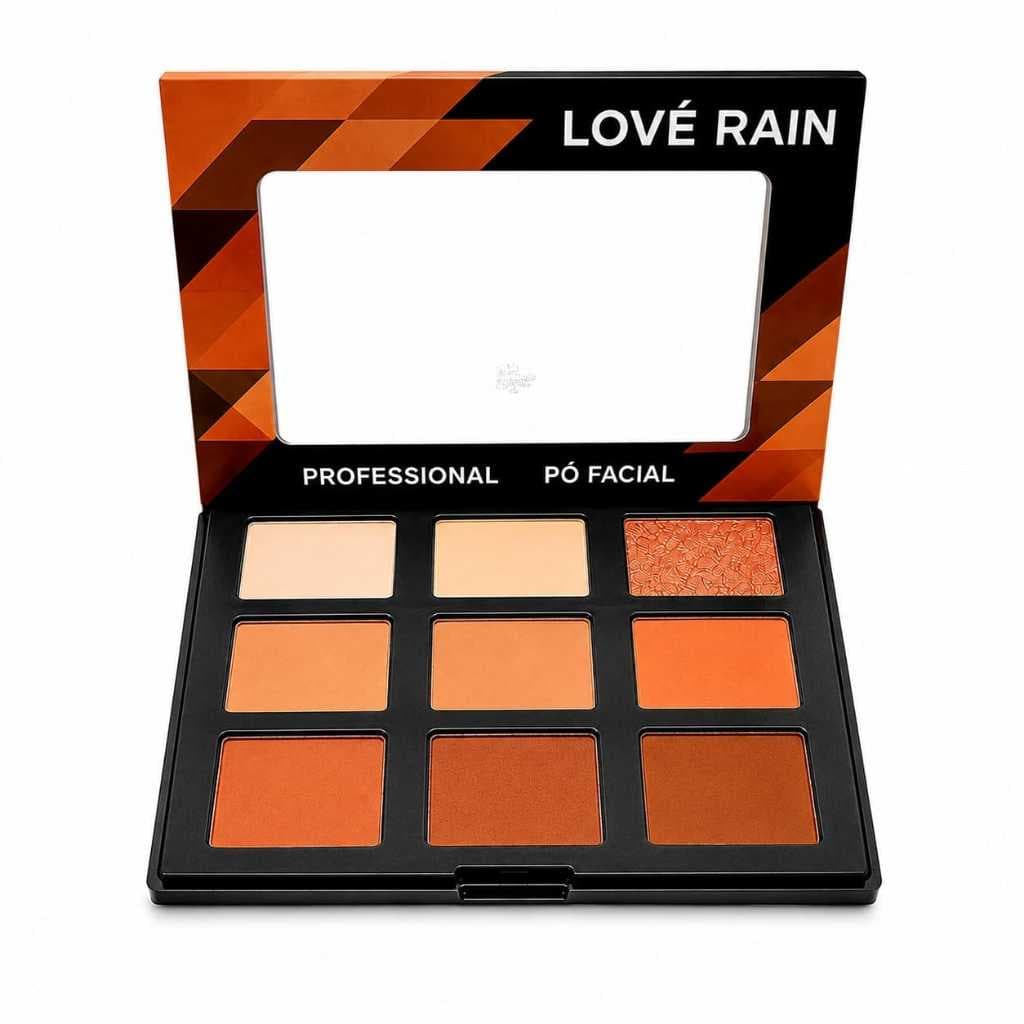 Paleta de Contorno Facial Love Rain Profissional 9 Cores Bronzer Iluminador Pó Facial Maquiagem