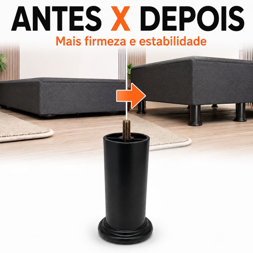 Pé para Cama Box 12cm Alto Resistente 1-12 Unidades Casal Queen Super Queen Solteiro