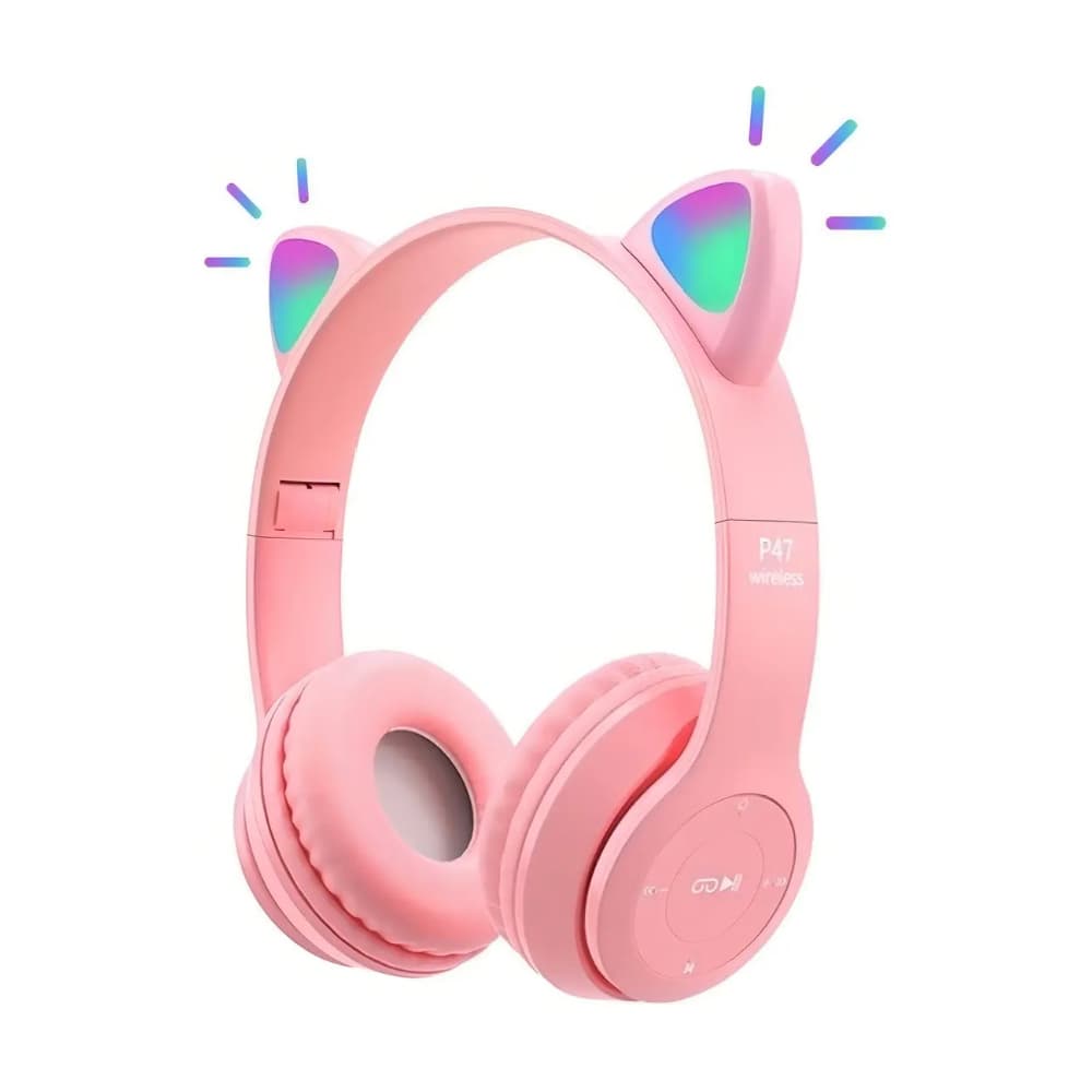 Fone Gatinho Sem Fio Led Bluetooth Infantil Orelha Gato Cat