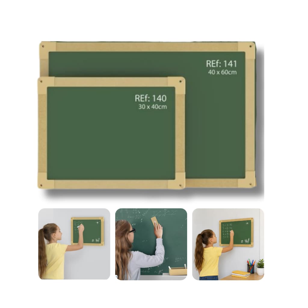 Lousa Escolar Verde Para Giz Quadro Infantil Com Moldura MDF 30x40 ou 40x60cm