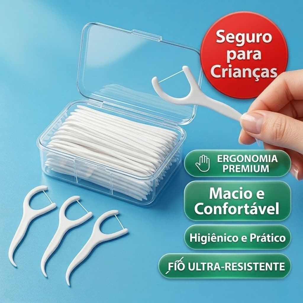 Fio Dental Infantil e Adulto em Formato de Arco Ultra Fino para uma Limpeza Eficaz