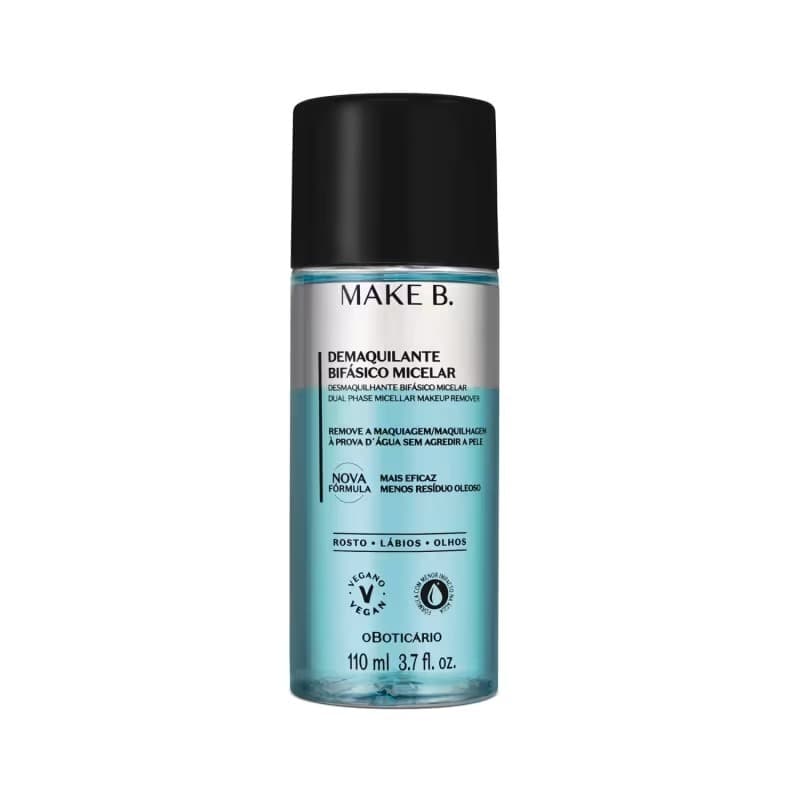 Demaquilante Bifásico Micelar Make B. O BOTICÁRIO 110ml Removedor de Maquiagem Remove a maquiagem à prova d'água