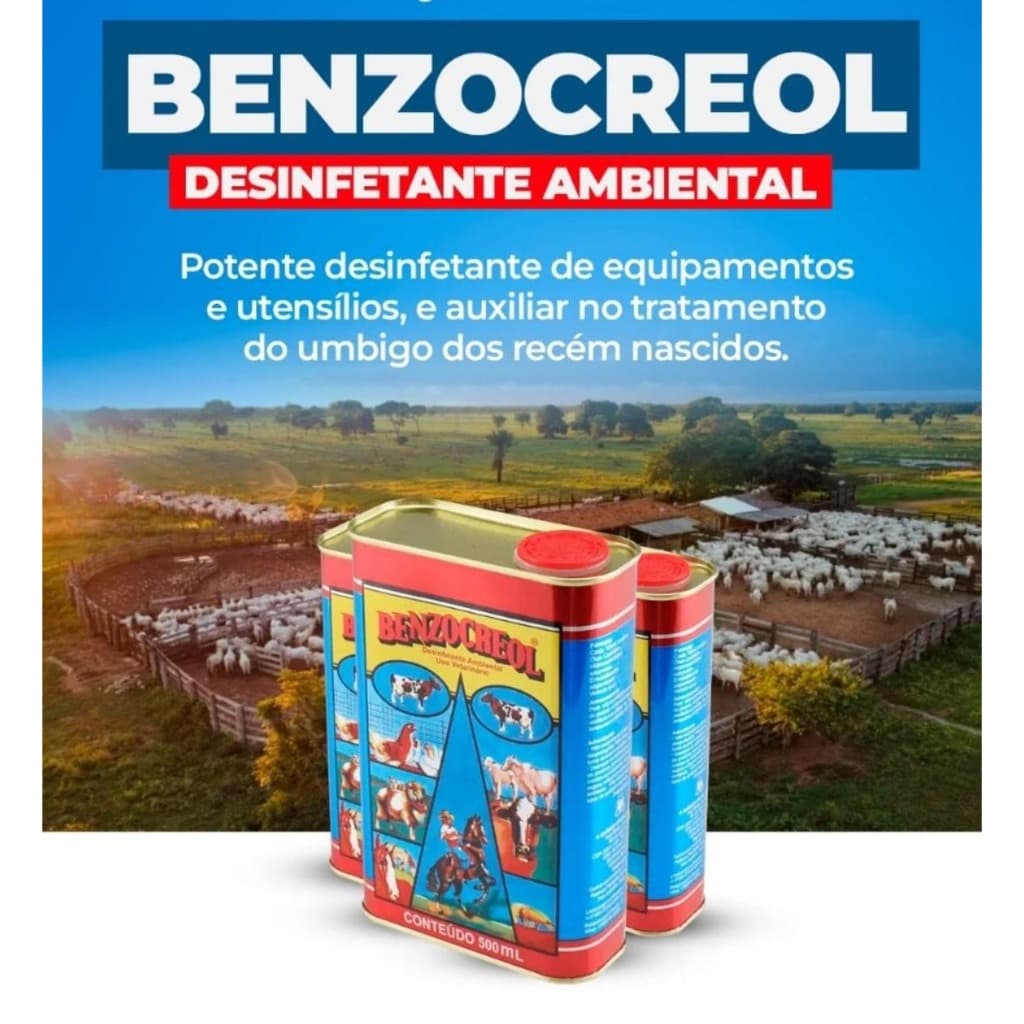 Creolina Benzocreol 1 Litro Desinfetante Antisséptico Veterinário. Estábulo Curral Chiqueiro Aviário
