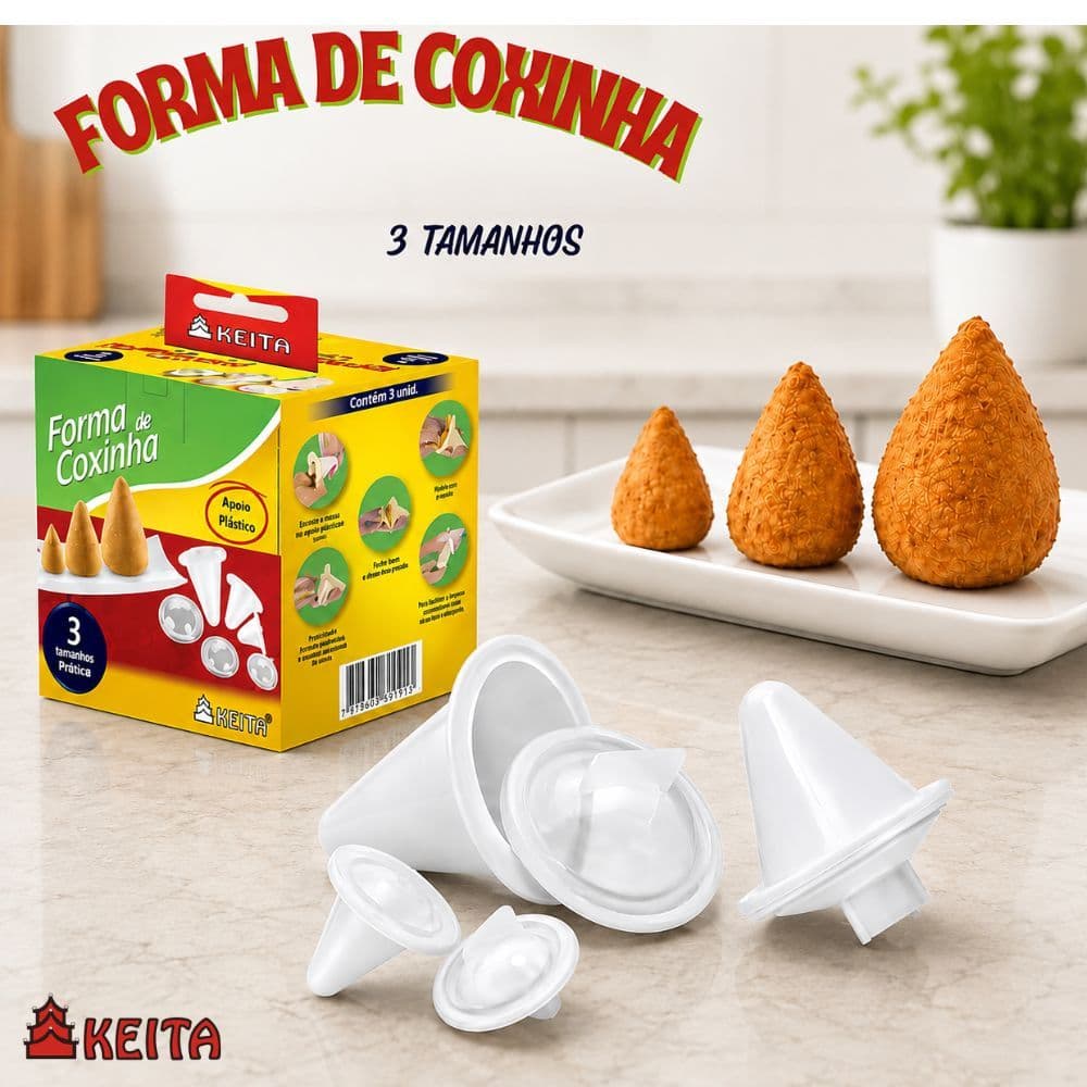 Kit Formas Modeladora Coxinha 3 Tamanhos P M G Keita - NMX