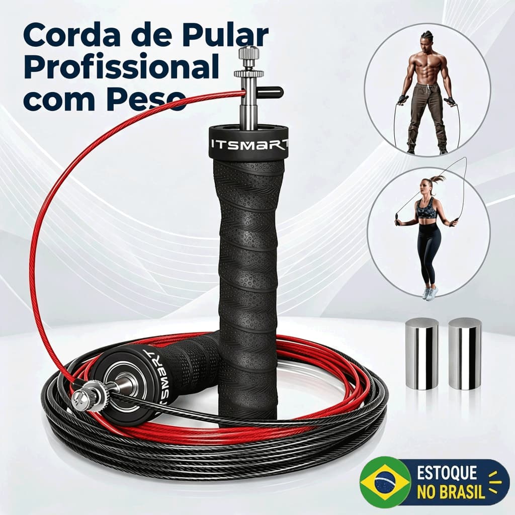 Supreo Corda de Pular Profissional Speed Rope Crossfit Com Rolamento Cabo de Aço Revestido Ajustável 3M