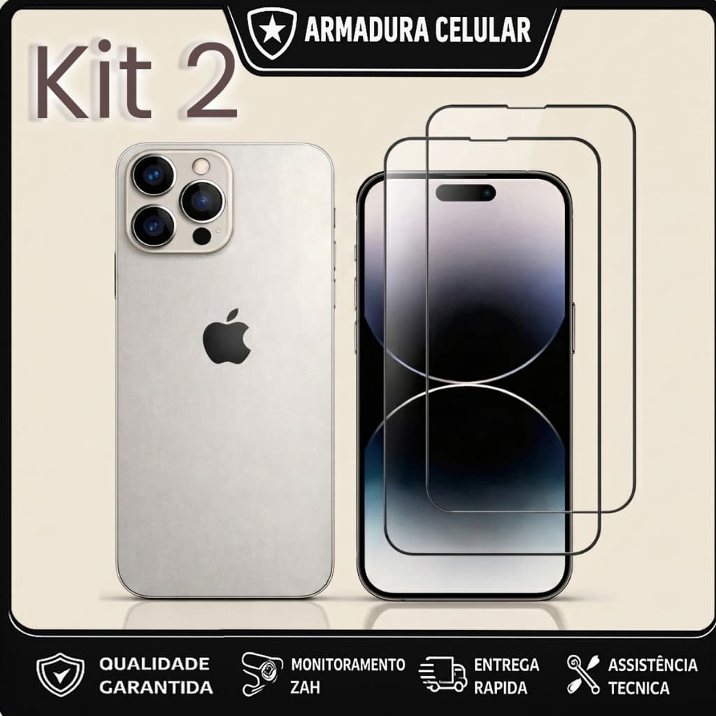 Kit 2 Películas HD Premium para iPhone X até 17 Todos os Modelos - Alta Definição