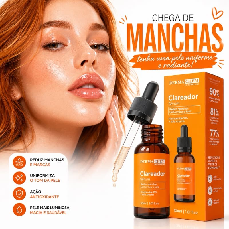 Sérum Clareador 30ml Dermachem Previne Sinais de Envelhecimento Precoce Nova Embalagem