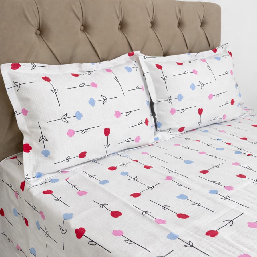 Colcha Piquet Gold Casal com Fronha c/ Zíper Cobre Leito Cama Box Padrão Acabamento Premium