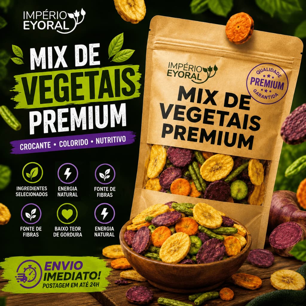 Mix de Vegetais Desidratados Chips Premium 100g 200g 300g 400g 500g Snack Natural