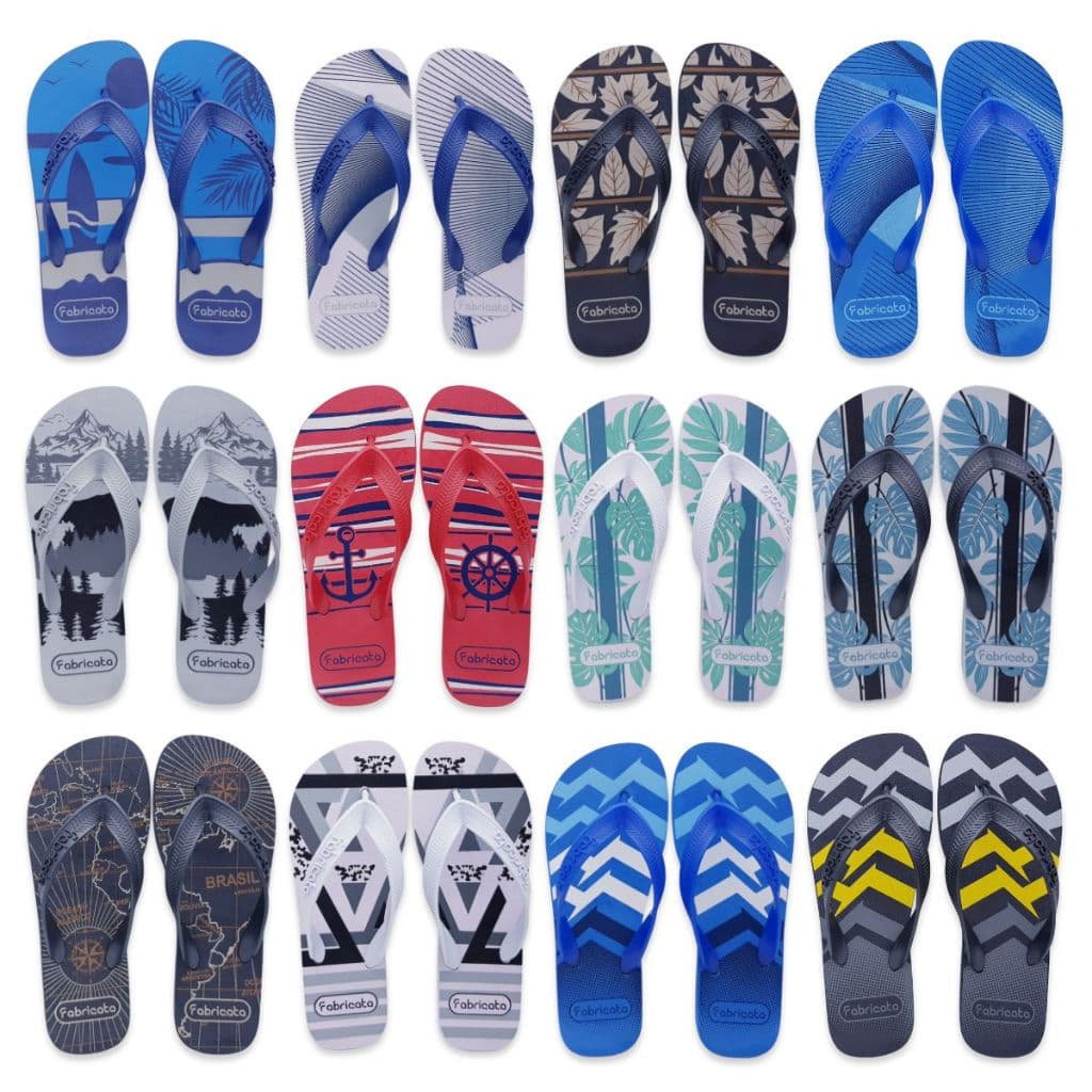 Kit 20 Pares Chinelo Masculino Adulto Sandália de Dedo Confortável Casual Estampado Revenda K38
