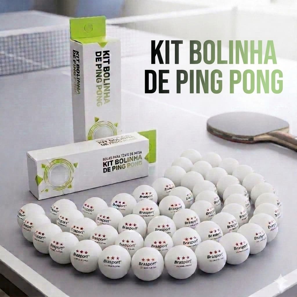 Bolinha Ping Pong 40mm 3 Estrelas Brasport 3 6 9 12 Unidades (Pacote com 3) Tamanho Oficial