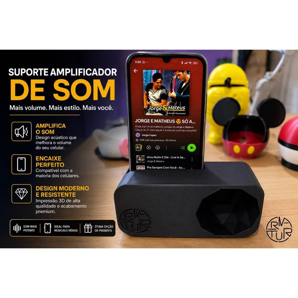 Caixa Som Acessório de Celular Amplificador de Som Natural e Suporte em Impressão