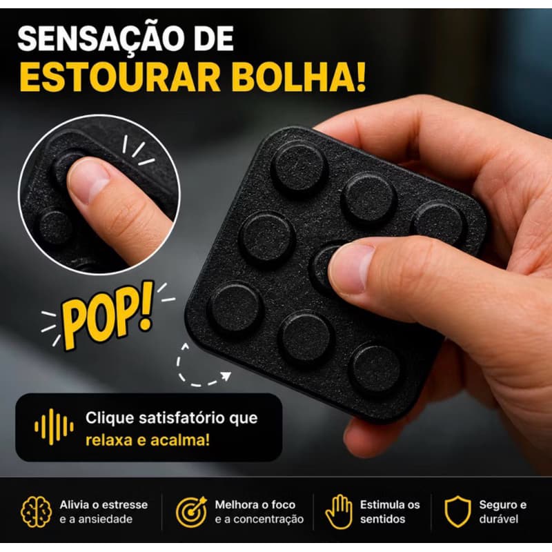 ⁠Fidget Toy 3x3 Anti-Estresse Pop It Quadrado Sensorial Botão Click Estoura Bolha Portátil⁠ TDAH Autismo