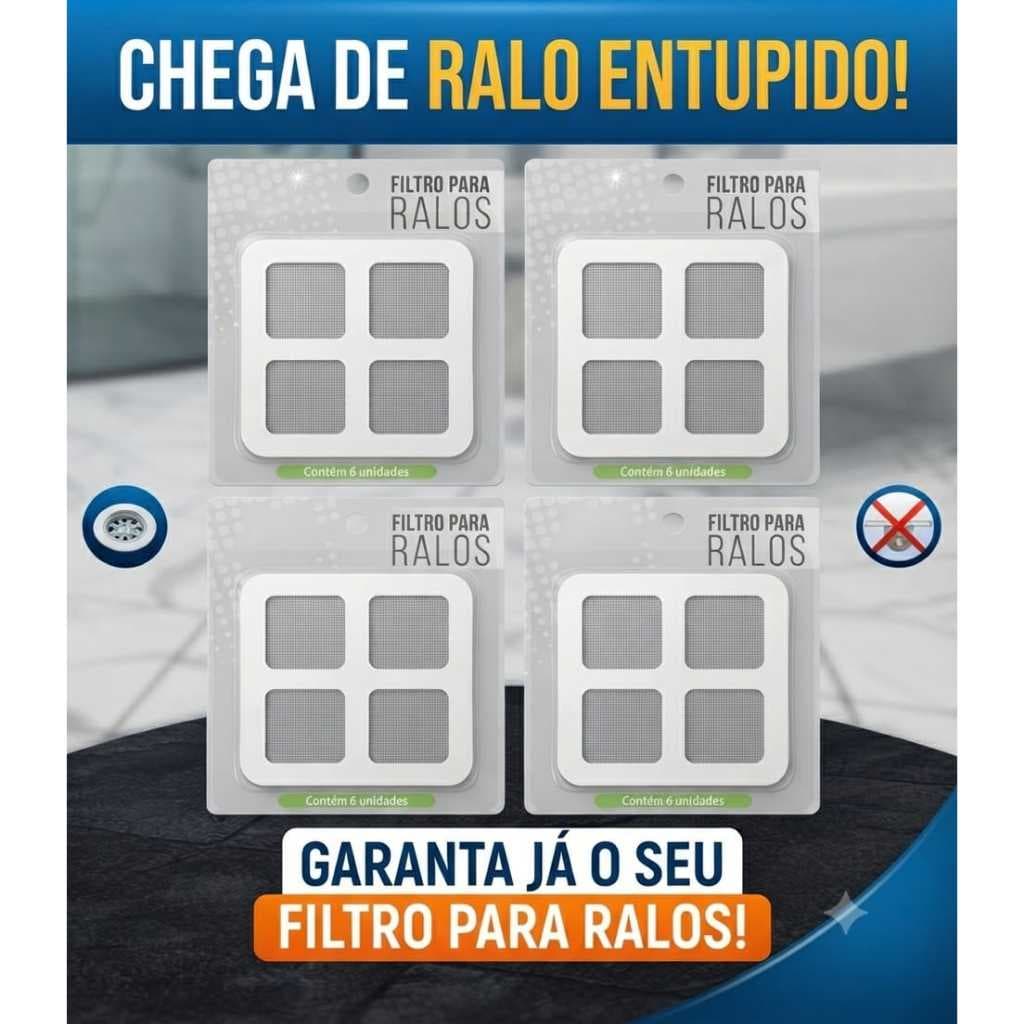 Filtro Adesivo para Ralos. Retém Cabelo e Sujeira, Ideal para Banheiro e Cozinha.