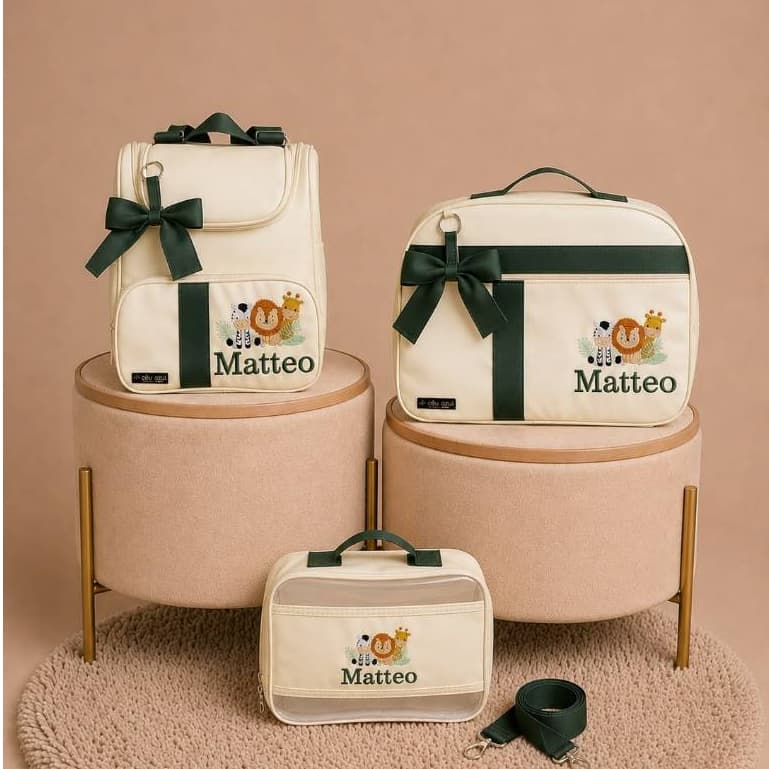 Kit Bolsa Maternidade Personalizada com o nome do bebê | Mala Mochila e Necessaire Transparente