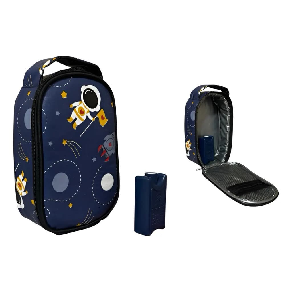 Case Estojo Térmico Azul Astronauta Para Insulina Medicamentos Ozempic Mounjaro Lancheira Infantil