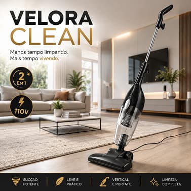 Aspirador de Pó Vertical 2 em 1 Portátil 110V com Fio para Casa Carro Sofá e Estofados Velora Clean