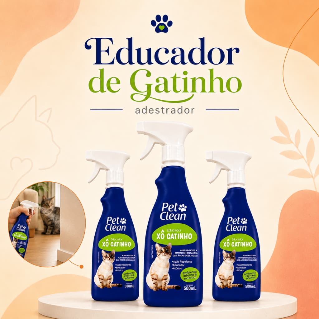 Educador Adestrador Sanitário Repelente Afasta Gatos Xô Gatinho Pet Clean 500 ml