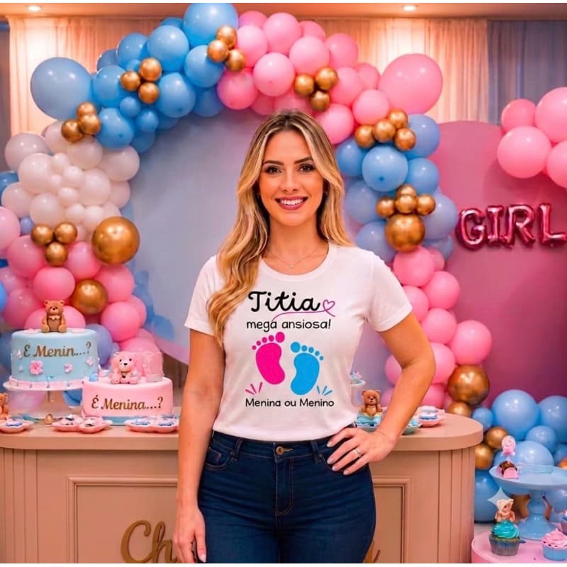 Camiseta Personalizada Titia mega ansiosa! Menina ou Menino