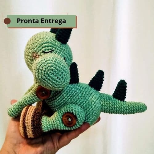 Kit Naninha Amigurumi para Bebê | Dino Soneca + Chocalho em Crochê Artesanal