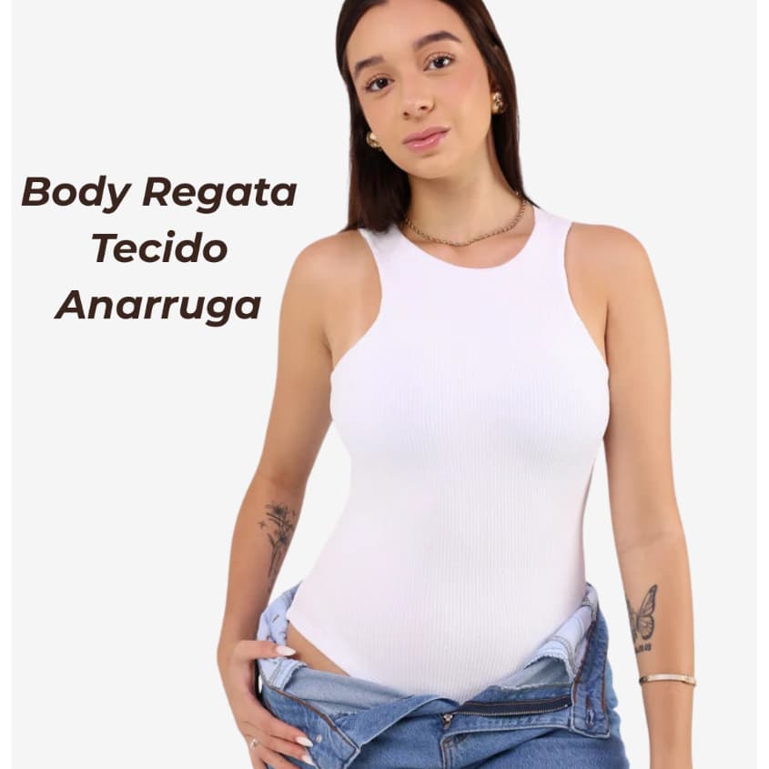Body Regata Feminino Bory com Bojo Casual Básico