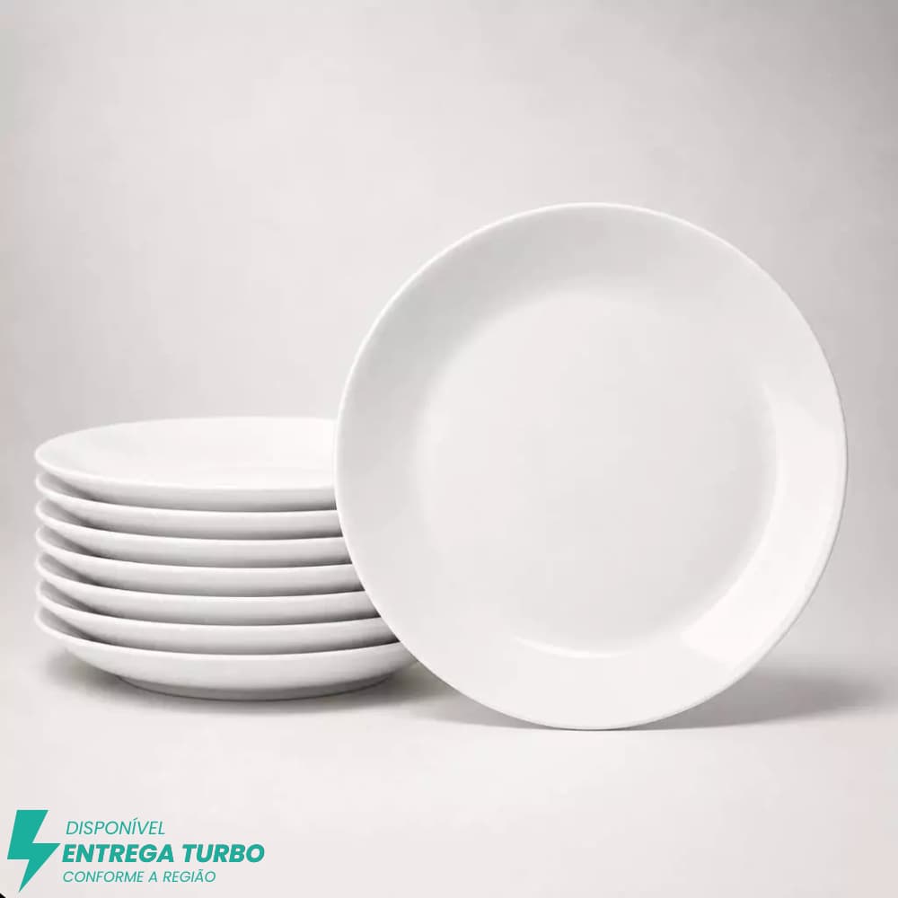 Jogo De Pratos Brancos Kit 6 ou 12 Peças Vidro Opaline Ideal Mesa Posta e Festas