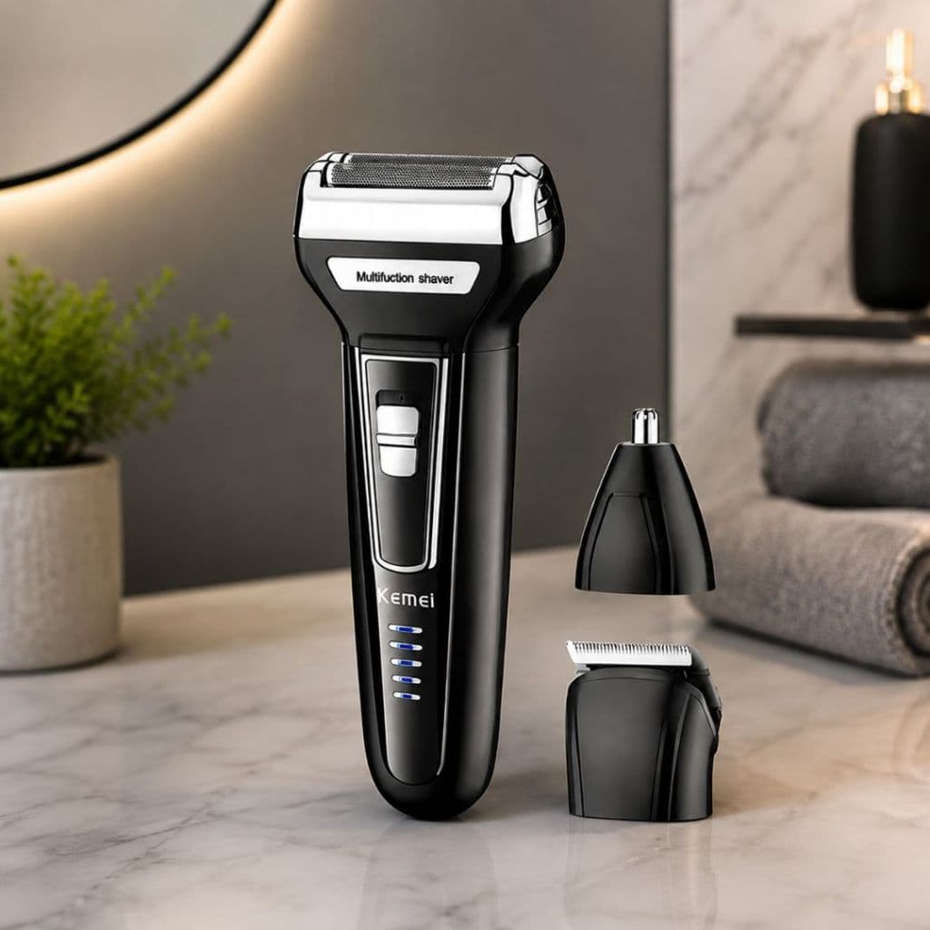 Barbeador Elétrico 3 em 1 Multifuncional Recarregável para Barba e Pelos.El