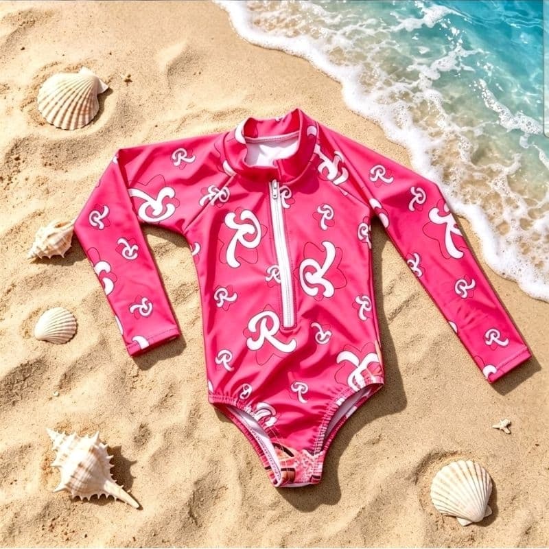 Maio Infantil Manga Longa Emily Vick Proteção UV Pink Estampa Estrelas Desenho Verão Praia Bonde Dos Rosas
