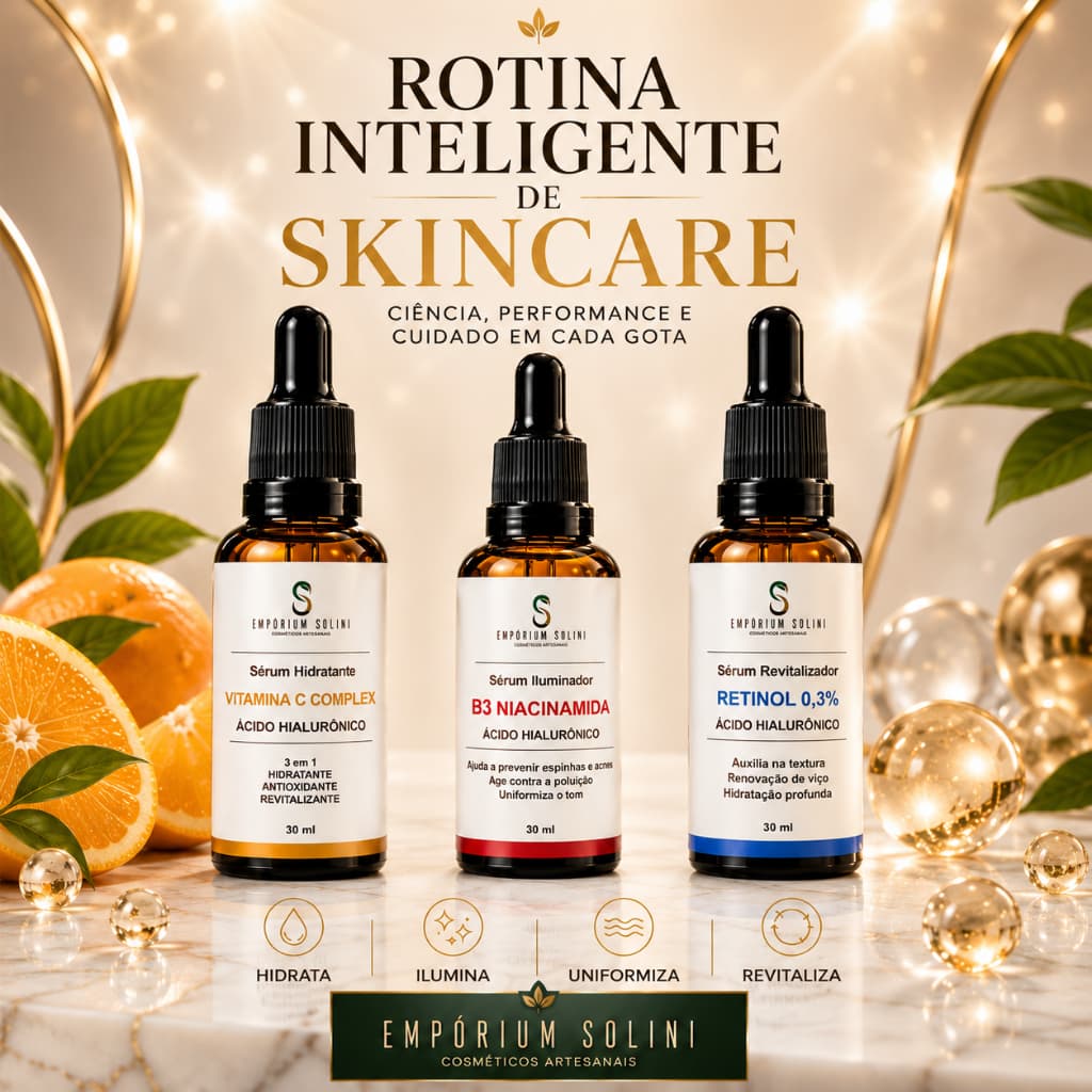 Kit Sérum Facial Vitamina C com Ácido Hialurônico ,+ Sérum Retinol + Sérum Niacinamida Anti-idade e Hidratação Skincare
