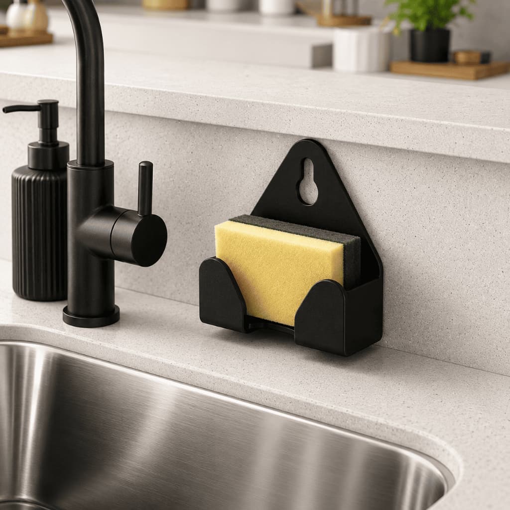Suporte Porta Rodinho Esponja Bucha Preto Em Inox Cozinha Residencial Industrial Happy Sinks Porta Bucha Suporte De Inox