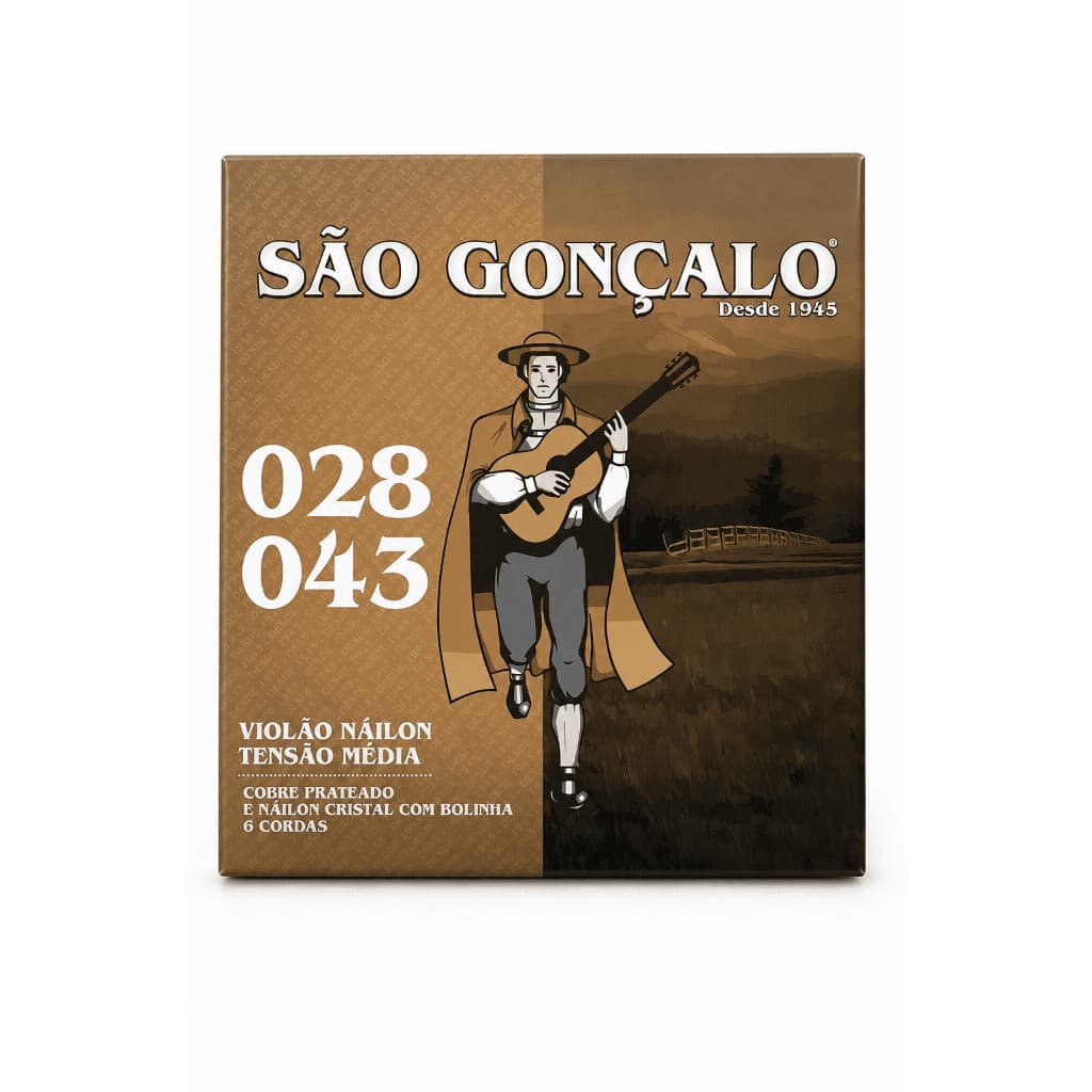 Encordoamento Violão Nylon Cristal São Gonçalo Bolinha Tensão Média 028 043