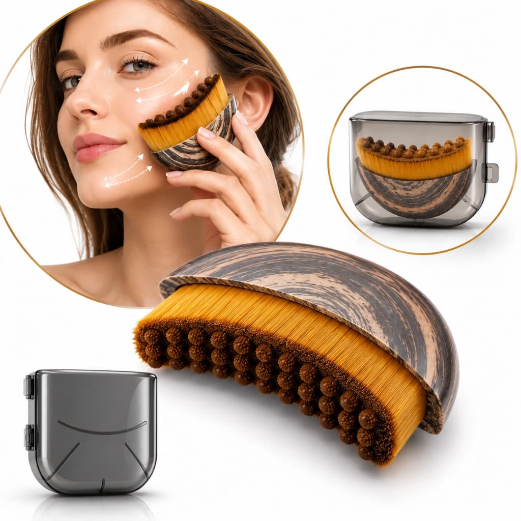 Escova Facial Para Drenagem Linfática Com Cerdas Macias Massageador Anti Inchaço Lifting Skincare com Estojo Protetor