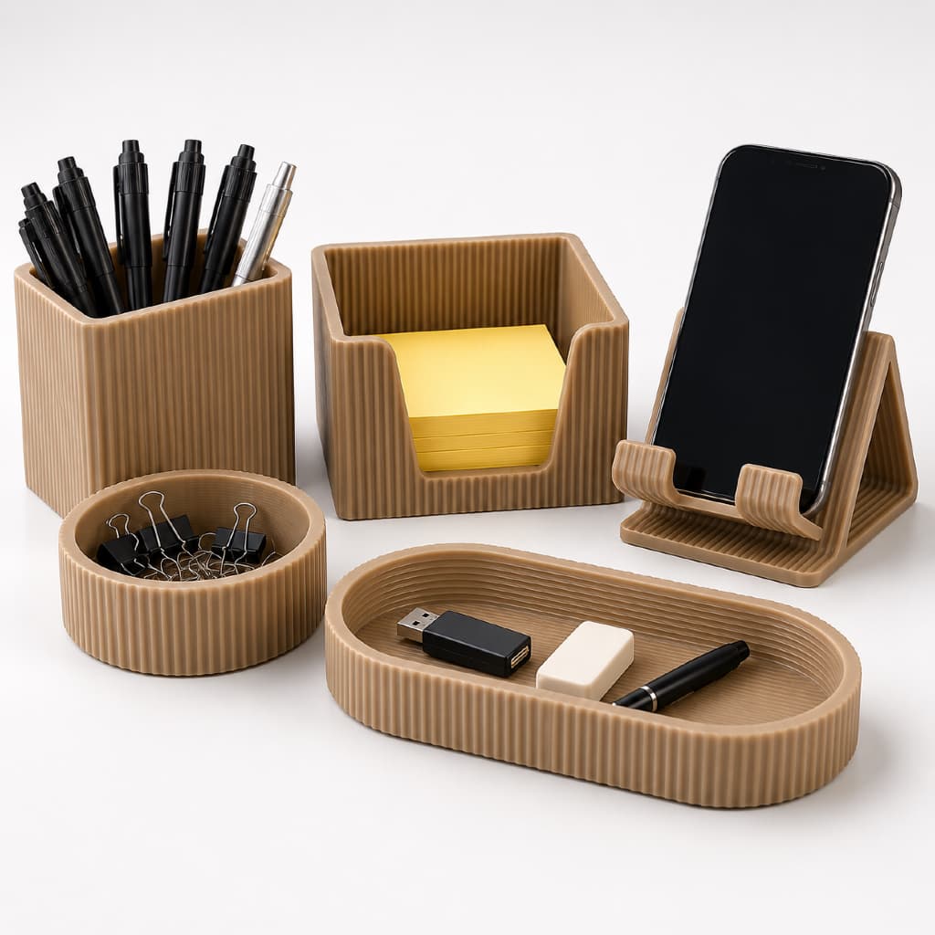 Kit Organizador de Mesa 5 Peças com Porta Celular Escritório Home Office