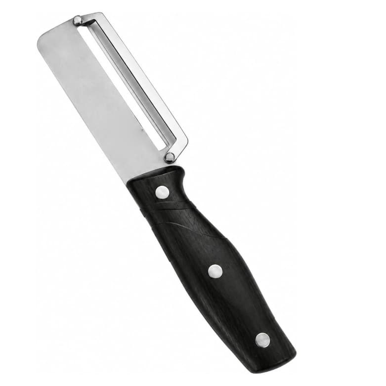 Descascador de legumes 2 em 1 inox com Cabo Madeira Descascador manual multifuncional para Cozinha