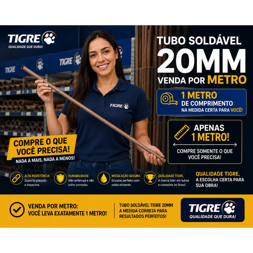 TUBO PVC SOLDÁVEL 20MM MARROM TIGRE  1 METRO PARA INSTALAÇÕES HIDRÁULICAS.