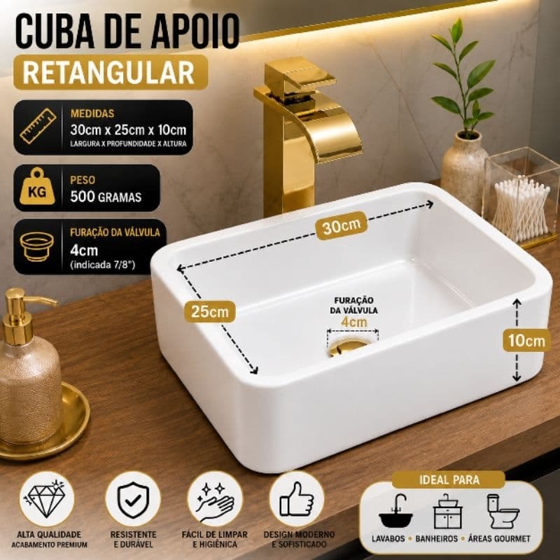 Cuba pia de apoio retangular ABS banheiro lavabo sobrepor lavatorio