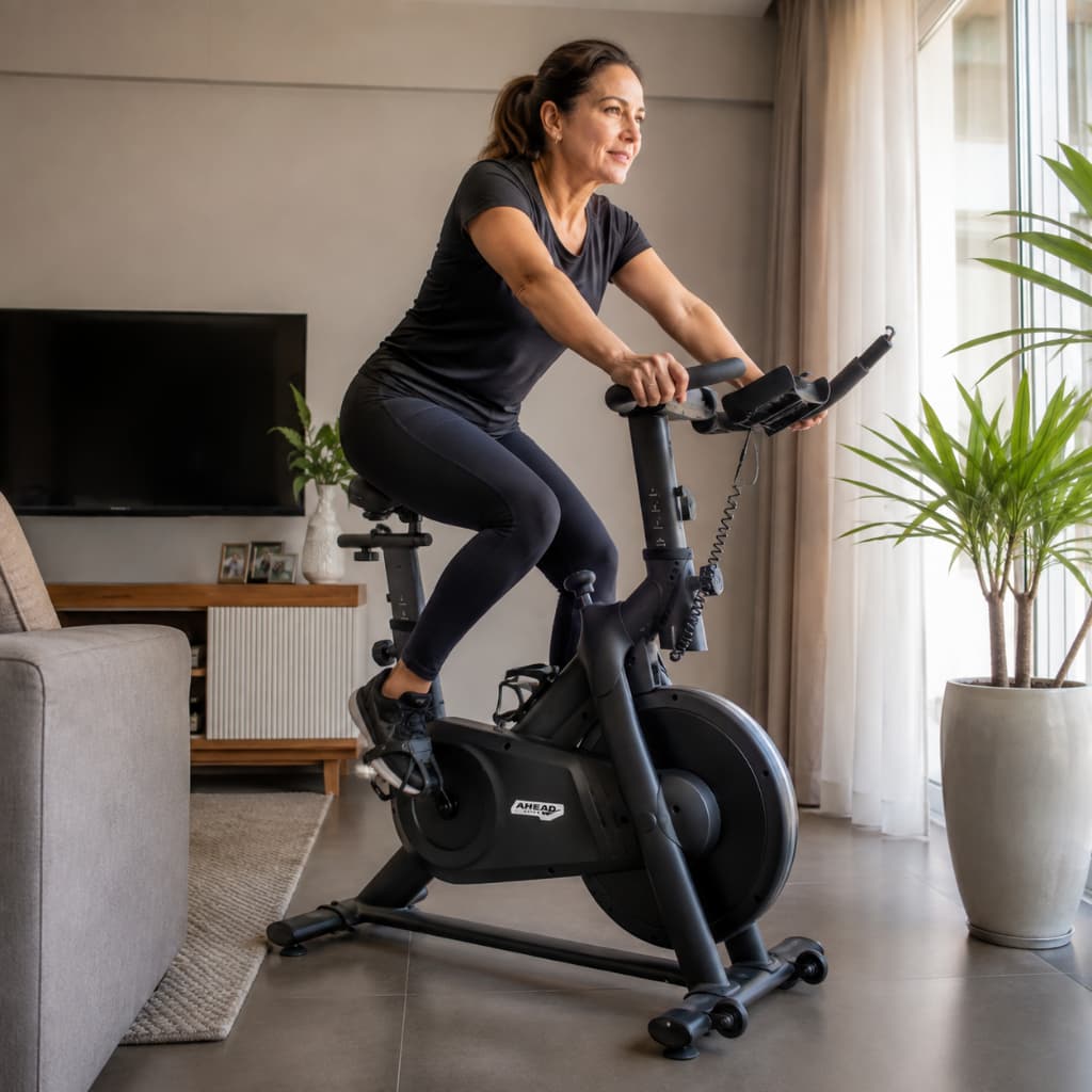 Bicicleta Ergométrica Eletro Magnética Spinning Profissional Banco Revestido e Monitor que Ajusta Intensidade Até 150kg